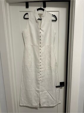 Tuckernuck Sleeveless White Button-Front Dress